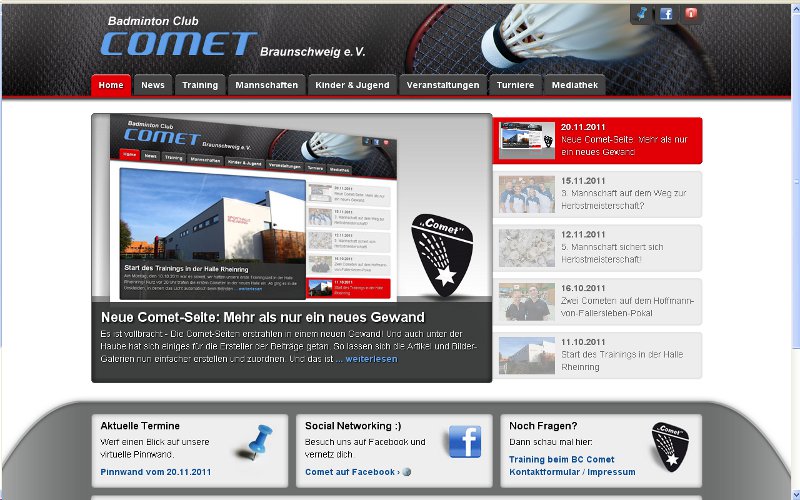 Internetseite Comet